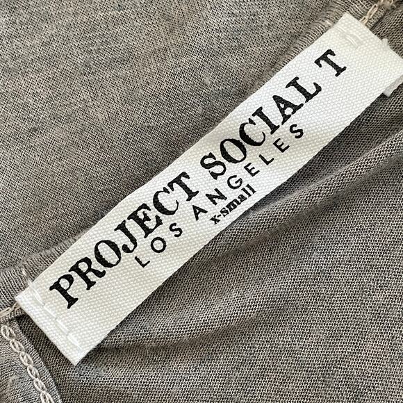 Project Social T Tee Shirt V Neck Lounge Relaxed Gray Womens Top Size XS - Picture 3 of 5